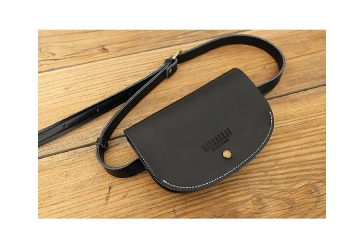 Women Black LEATHER Fanny Pack Cute WOMEN Sling Bag Small Waist BAG FOR WOMEN