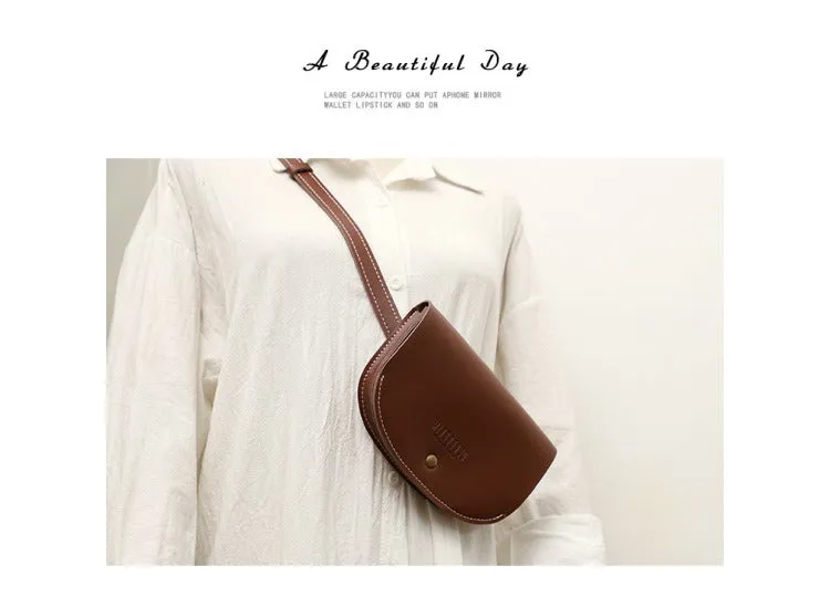 Women Black LEATHER Fanny Pack Cute WOMEN Sling Bag Small Waist BAG FOR WOMEN