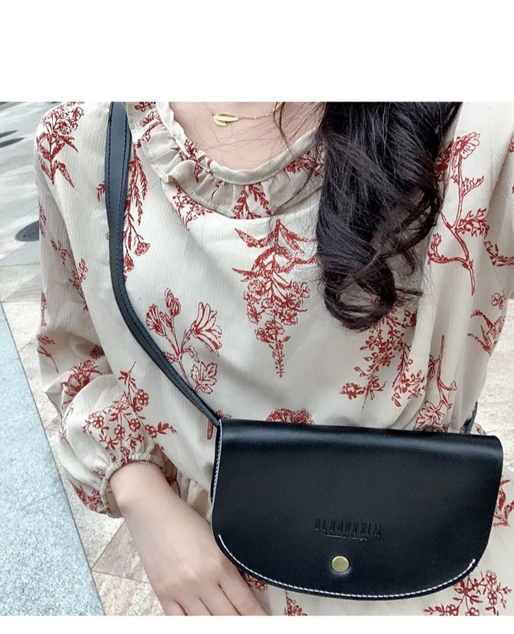 Women Brown LEATHER Fanny Pack Cute WOMEN Sling Bag Small Waist BAG FOR WOMEN