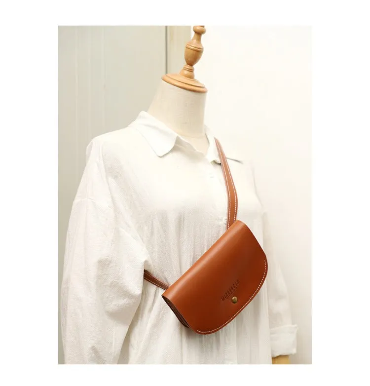 Women Brown LEATHER Fanny Pack Cute WOMEN Sling Bag Small Waist BAG FOR WOMEN