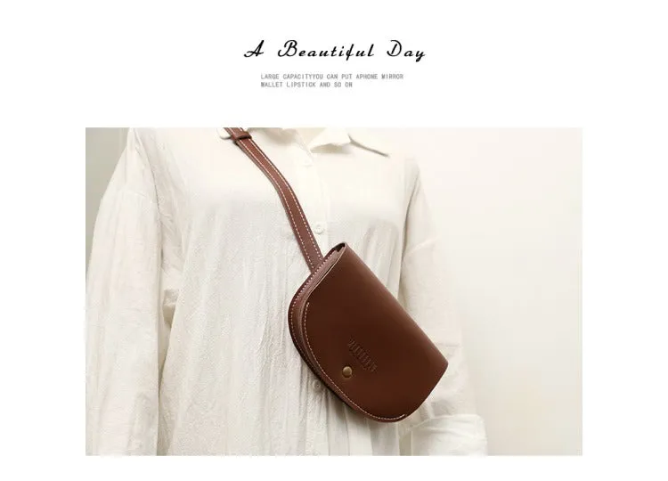 Women Brown LEATHER Fanny Pack Cute WOMEN Sling Bag Small Waist BAG FOR WOMEN