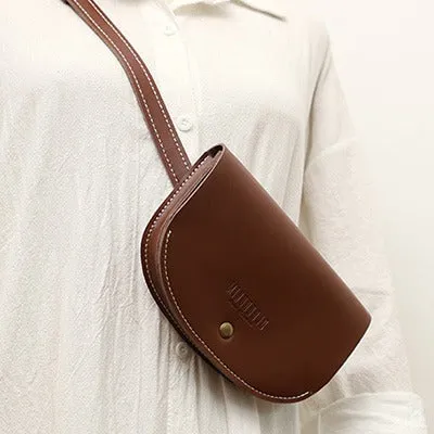 Women Brown LEATHER Fanny Pack Cute WOMEN Sling Bag Small Waist BAG FOR WOMEN
