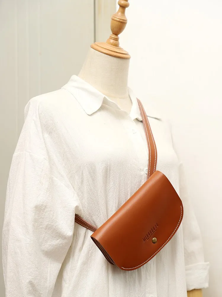 Women Coffee LEATHER Fanny Pack Cute WOMEN Sling Bag Small Waist BAG FOR WOMEN