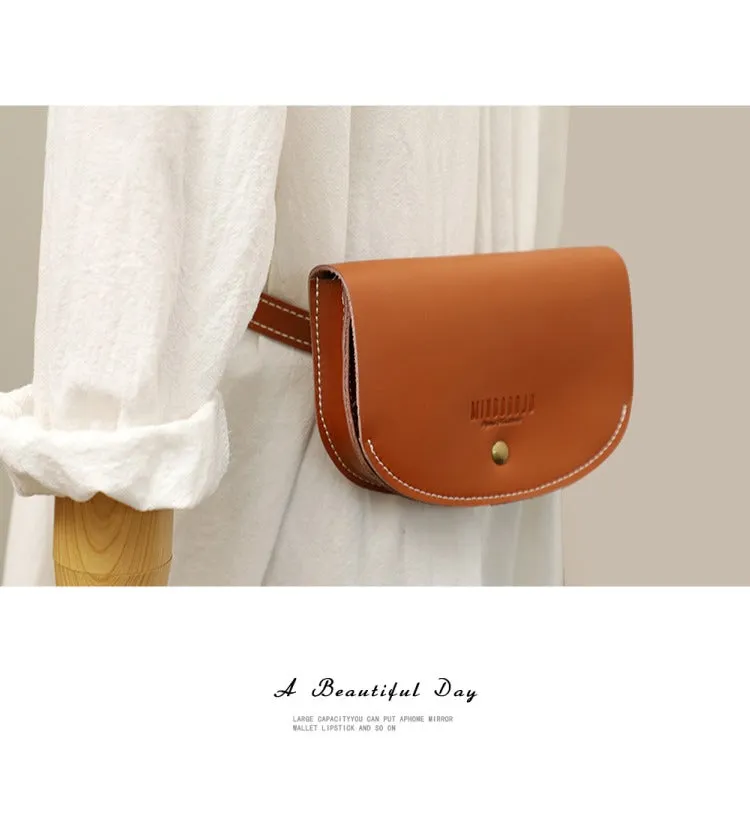 Women Coffee LEATHER Fanny Pack Cute WOMEN Sling Bag Small Waist BAG FOR WOMEN