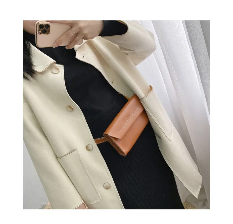 Women LEATHER Fanny Pack Cute WOMEN Black Sling Bag Small Waist BAG FOR WOMEN