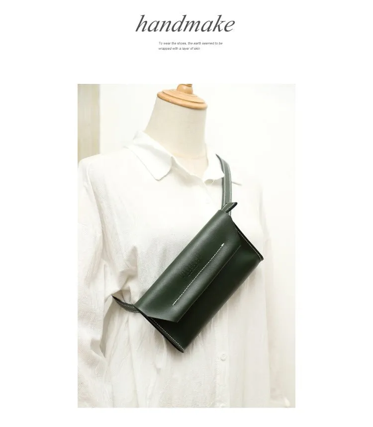 Women LEATHER Fanny Pack Cute WOMEN Green Sling Bag Small Waist BAG FOR WOMEN