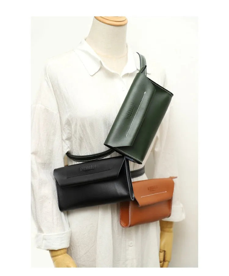 Women LEATHER Fanny Pack Cute WOMEN Green Sling Bag Small Waist BAG FOR WOMEN