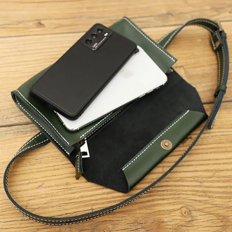 Women LEATHER Fanny Pack Cute WOMEN Green Sling Bag Small Waist BAG FOR WOMEN