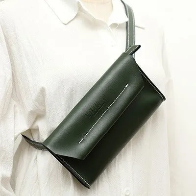 Women LEATHER Fanny Pack Cute WOMEN Green Sling Bag Small Waist BAG FOR WOMEN