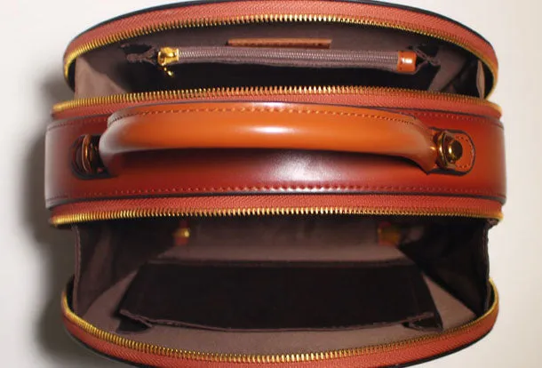 Women Leather round circle handbag shoulder bag for women leather crossbody bag
