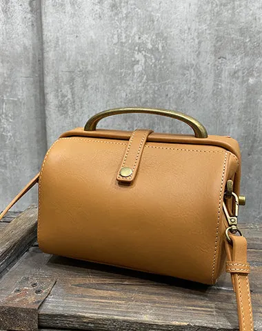 Womens Black Leather Doctor Handbag Purses Classic Black Doctor Crossbody Purse for Women