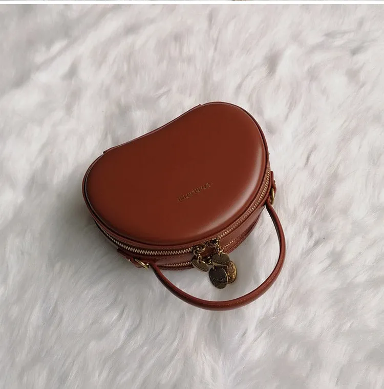 Womens Black Leather Half Round Crossbody Purse Round Shoulder Bags for Women