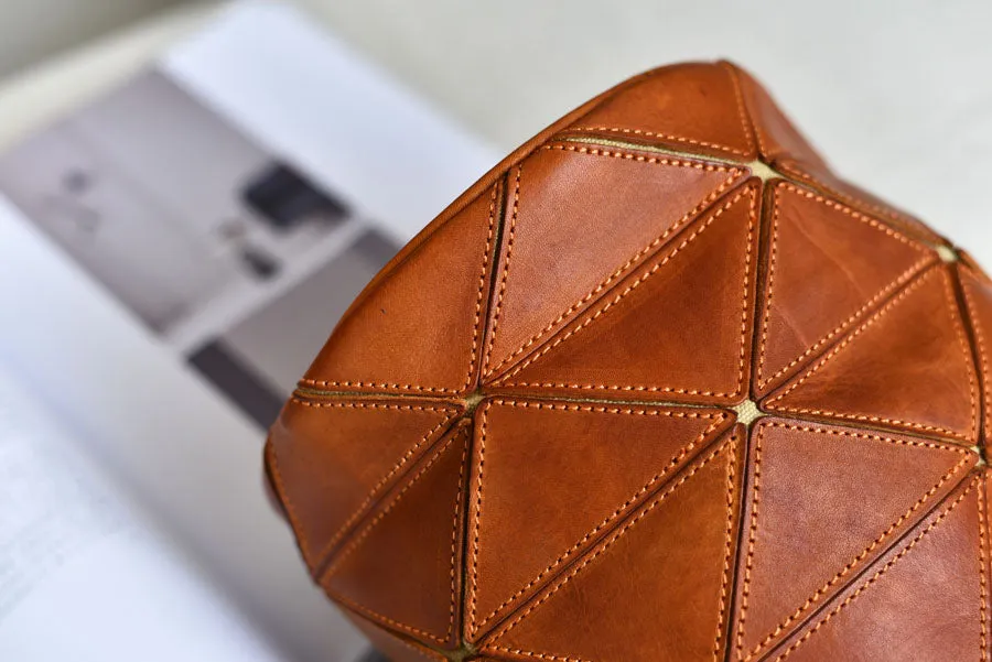 Womens Green Leather Bucket Shoulder Bag Purse Vintage Split Joint Barrel Round Handbag Crossbody Purse for Women
