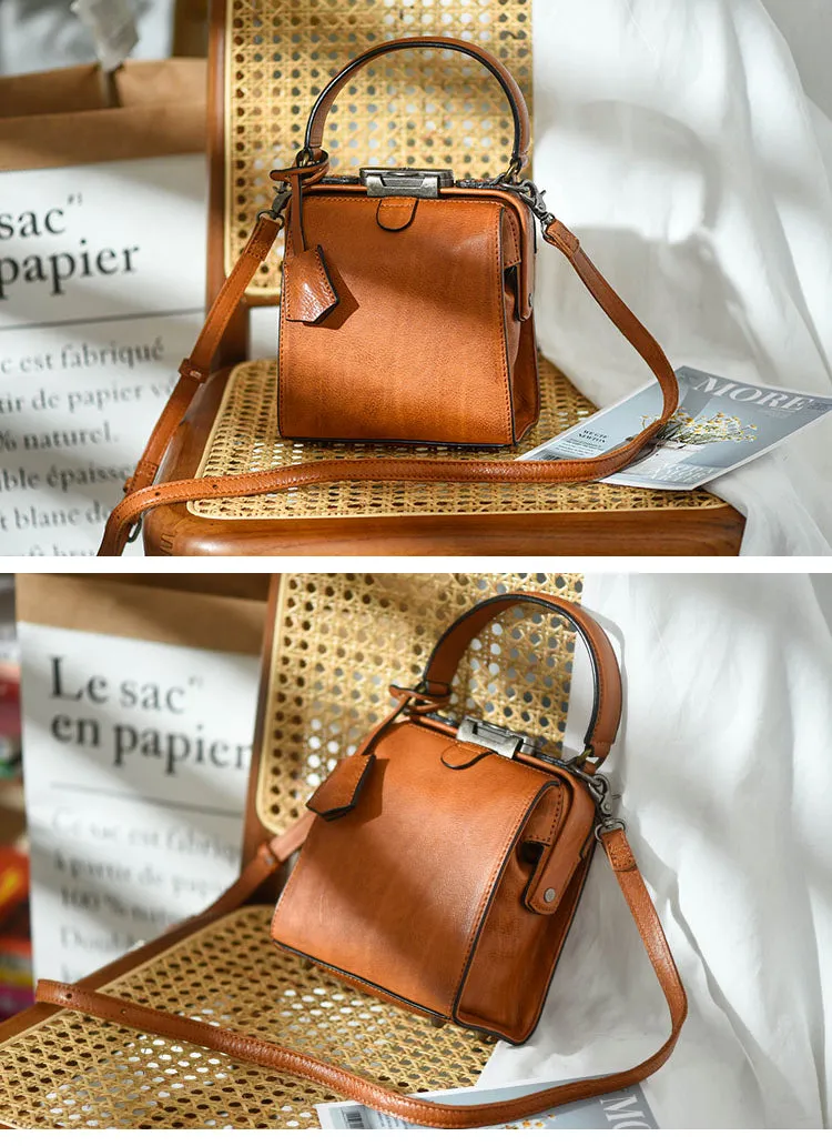 Womens Green Leather Doctor Handbag Purses Square Doctor Crossbody Purse for Women