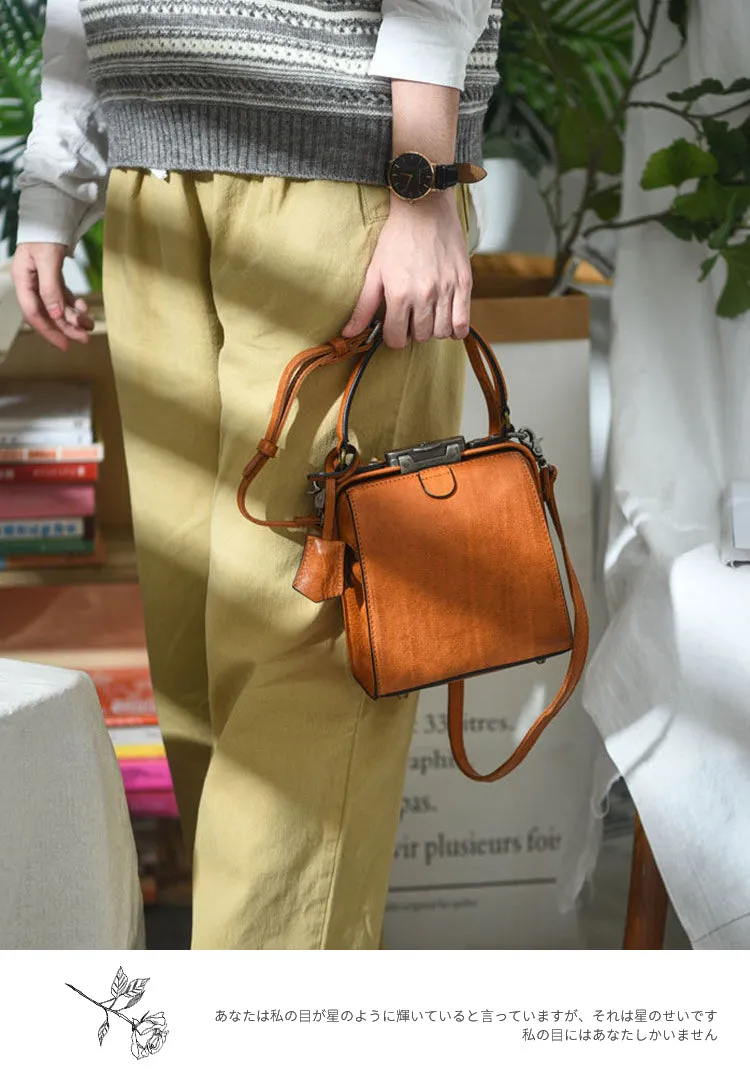 Womens Green Leather Doctor Handbag Purses Square Doctor Crossbody Purse for Women