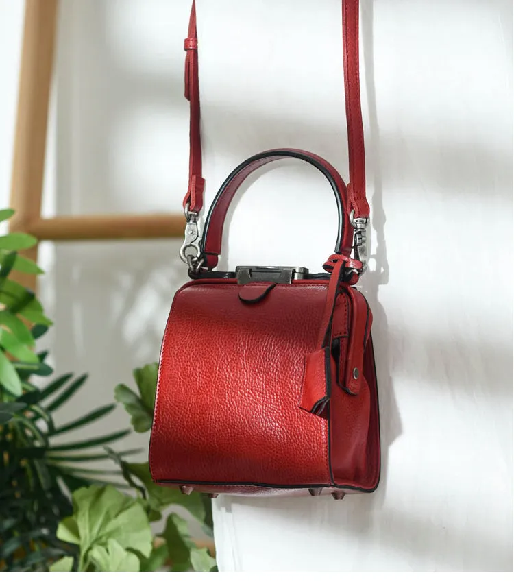 Womens Green Leather Doctor Handbag Purses Square Doctor Crossbody Purse for Women