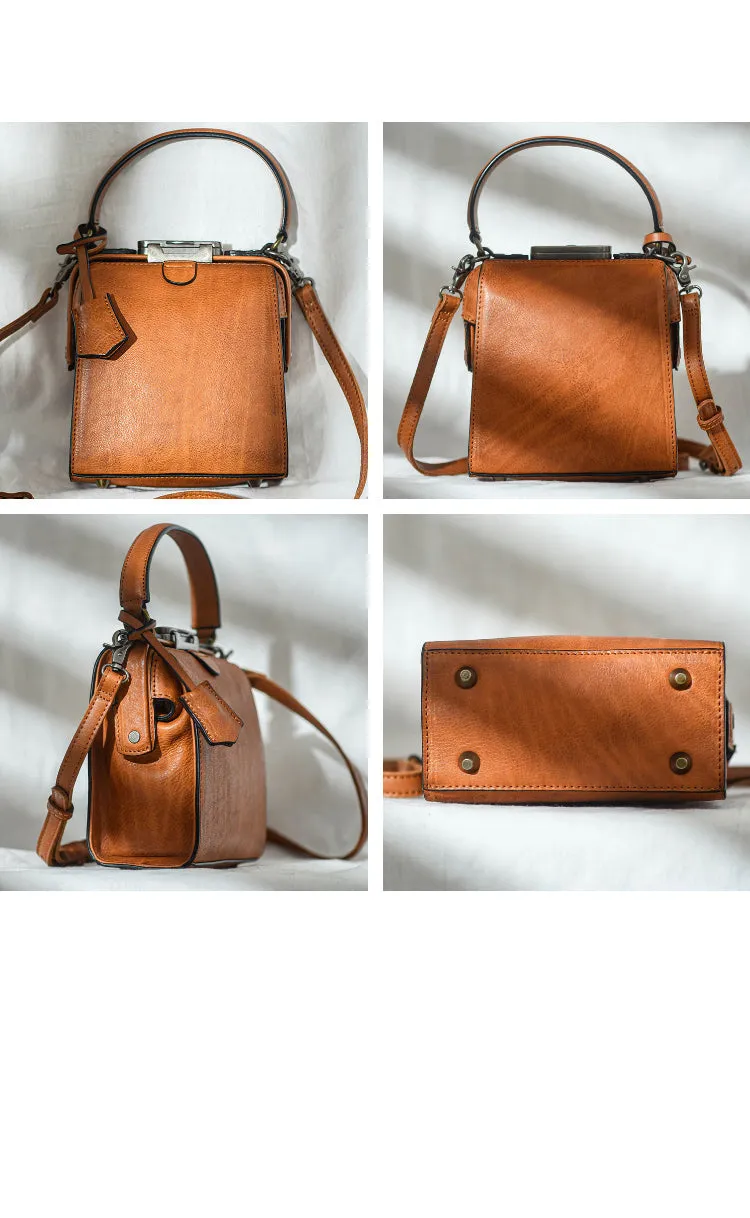 Womens Green Leather Doctor Handbag Purses Square Doctor Crossbody Purse for Women