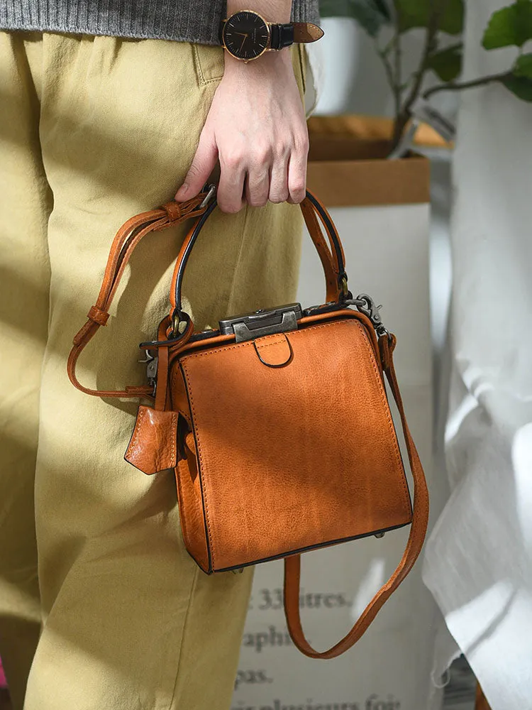 Womens Green Leather Doctor Handbag Purses Square Doctor Crossbody Purse for Women