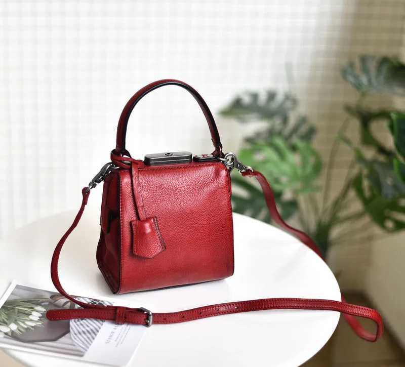 Womens Green Leather Doctor Handbag Purses Square Doctor Crossbody Purse for Women