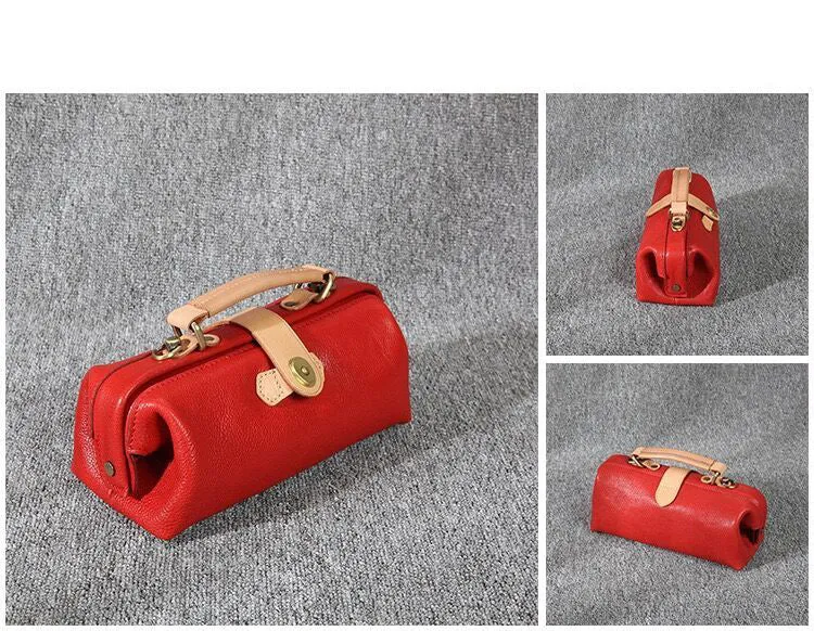 Womens Green Leather Mini Doctor Handbag Purses Classic Green Doctor Crossbody Purses for Women