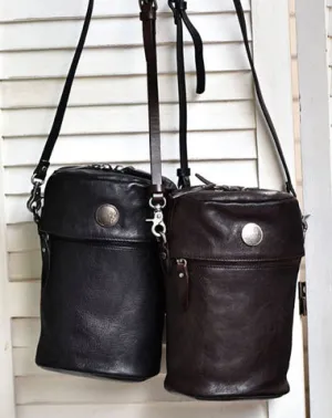 Womens Leather Bucket Crossbody Bag Purse Vintage Handmade Round Barrel Shoulder Bag for Women