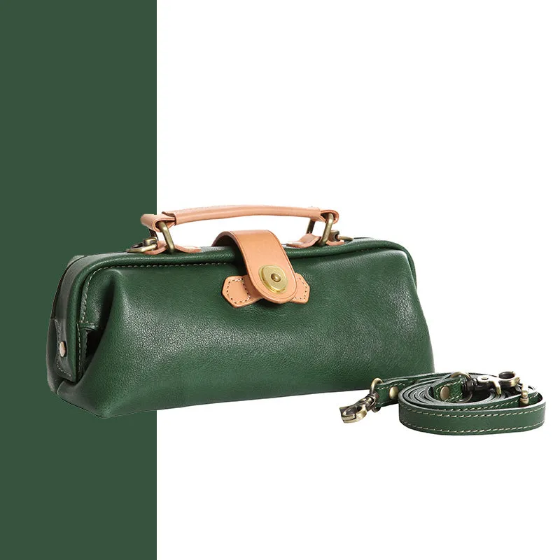 Womens Leather Mini Doctor Handbag Purses Classic Doctor Crossbody Purses for Women