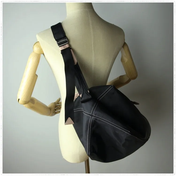 Womens Nylon Gray Large Sling Bag Shoulder Sports Gym Bag Nylon Overnight Crossbody Bag for Ladies