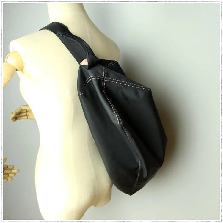 Womens Nylon Gray Large Sling Bag Shoulder Sports Gym Bag Nylon Overnight Crossbody Bag for Ladies