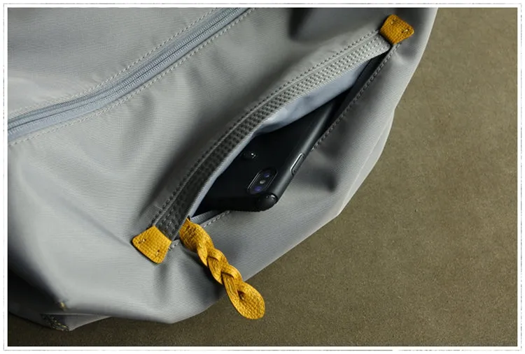 Womens Nylon Gray Large Sling Bag Shoulder Sports Gym Bag Nylon Overnight Crossbody Bag for Ladies