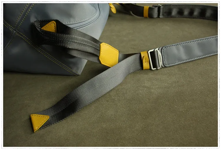 Womens Nylon Gray Large Sling Bag Shoulder Sports Gym Bag Nylon Overnight Crossbody Bag for Ladies