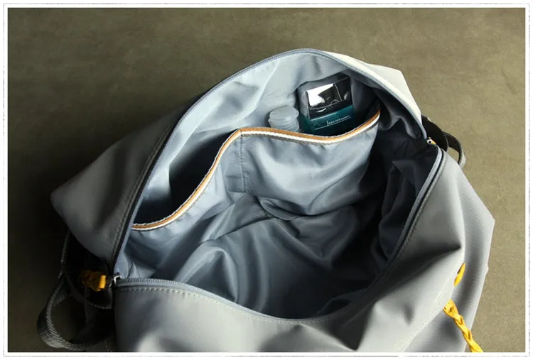 Womens Nylon Gray Large Sling Bag Shoulder Sports Gym Bag Nylon Overnight Crossbody Bag for Ladies
