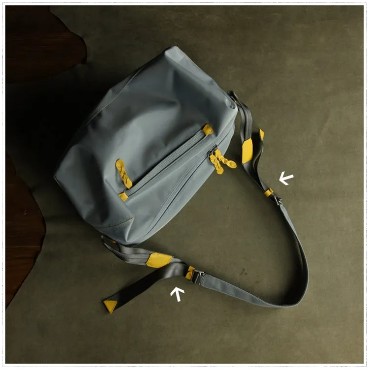 Womens Nylon Gray Large Sling Bag Shoulder Sports Gym Bag Nylon Overnight Crossbody Bag for Ladies