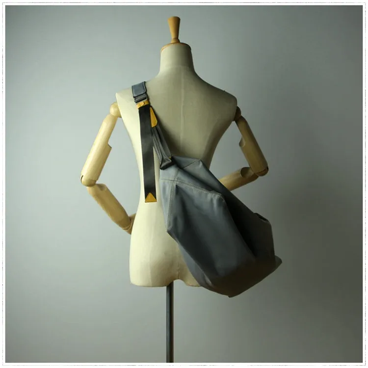 Womens Nylon Gray Large Sling Bag Shoulder Sports Gym Bag Nylon Overnight Crossbody Bag for Ladies