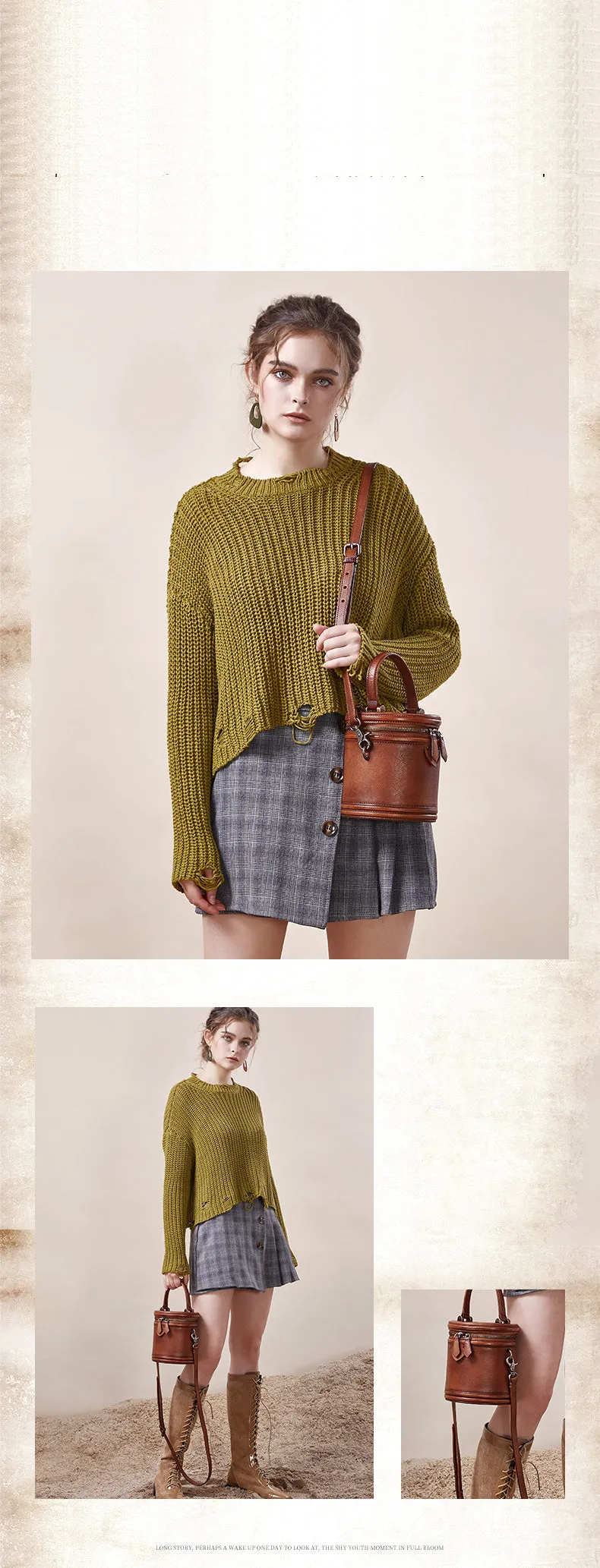 Womens Red Leather Barrel Handbag Purses Vintage Handmade Round Shoulder Bag Bucket Crossbody Handbag for Women