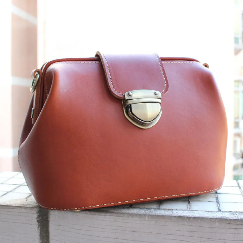 Womens Red Leather Doctor Shoulder Purses Claret Doctor Crossbody Purses for Women