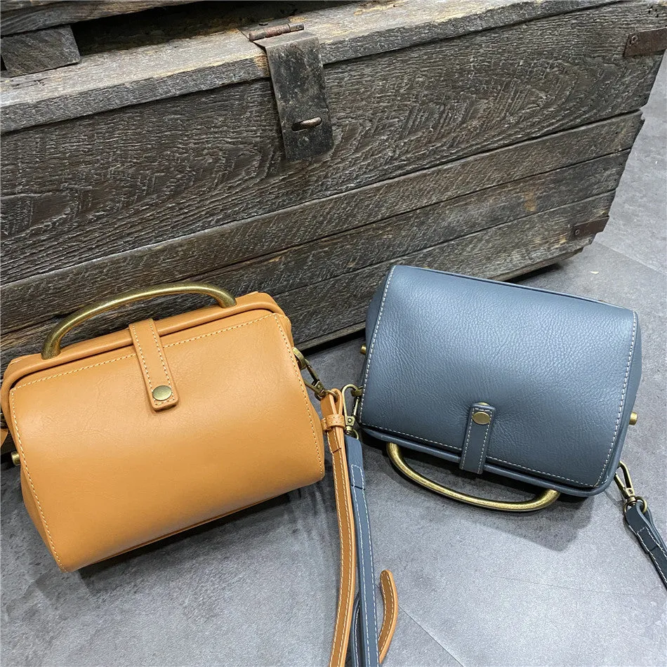 Womens Tan Leather Doctor Handbag Purses Classic Tan Doctor Crossbody Purse for Women