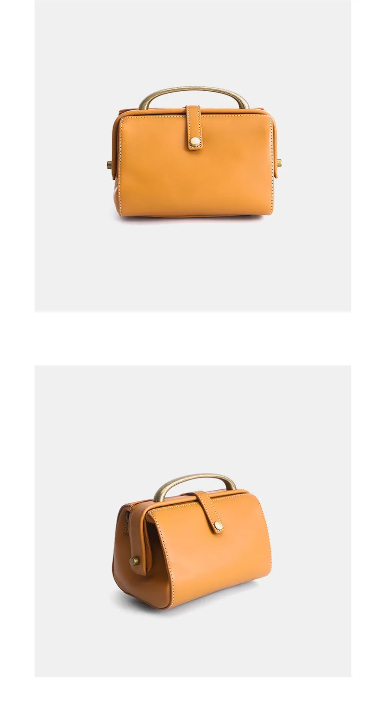 Womens Tan Leather Doctor Handbag Purses Classic Tan Doctor Crossbody Purse for Women