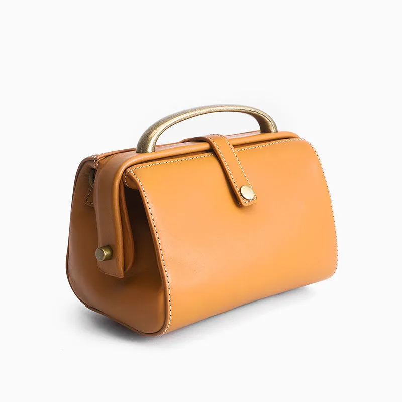 Womens Tan Leather Doctor Handbag Purses Classic Tan Doctor Crossbody Purse for Women