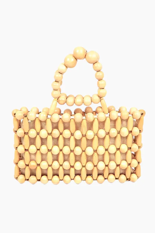 Wood Beaded Top Handle Clutch