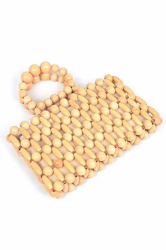 Wood Beaded Top Handle Clutch